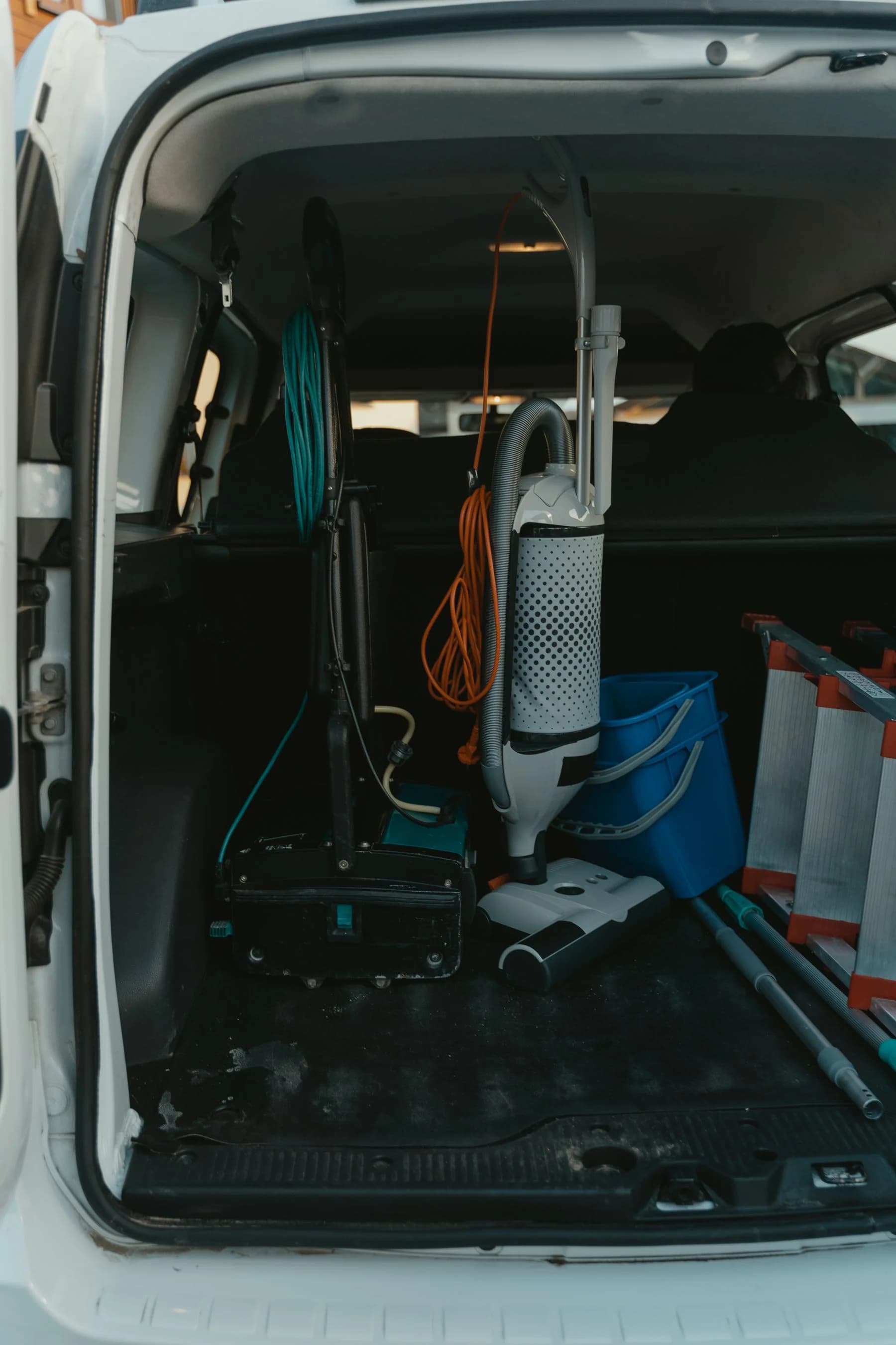 Tools arranged inside a real service vehicle