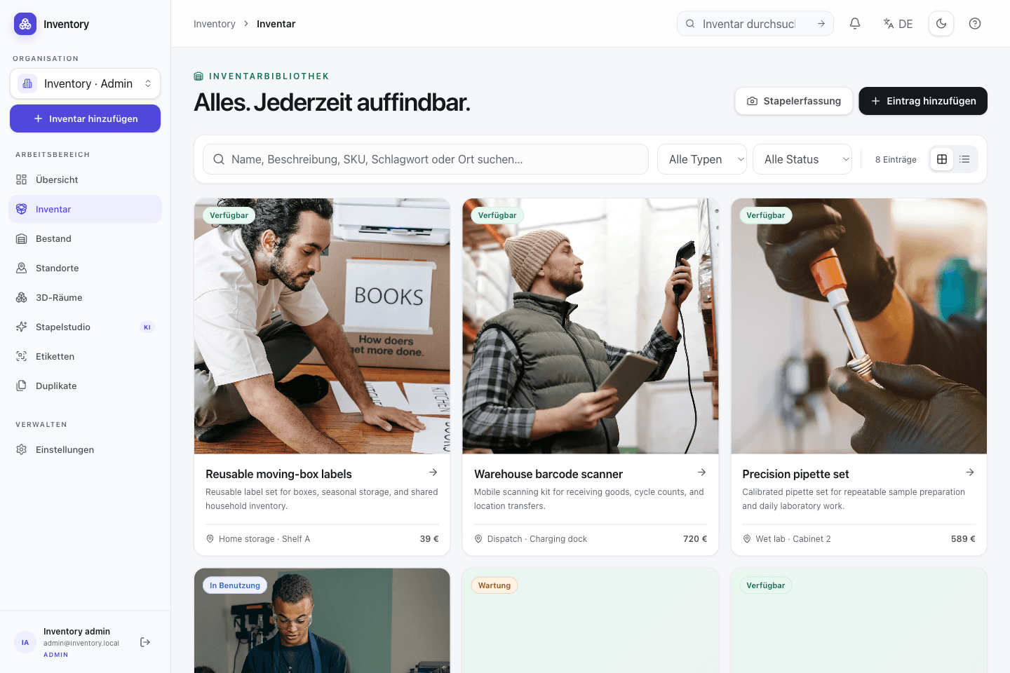 Real Open Inventory web capture with photo-rich demo records for Family
